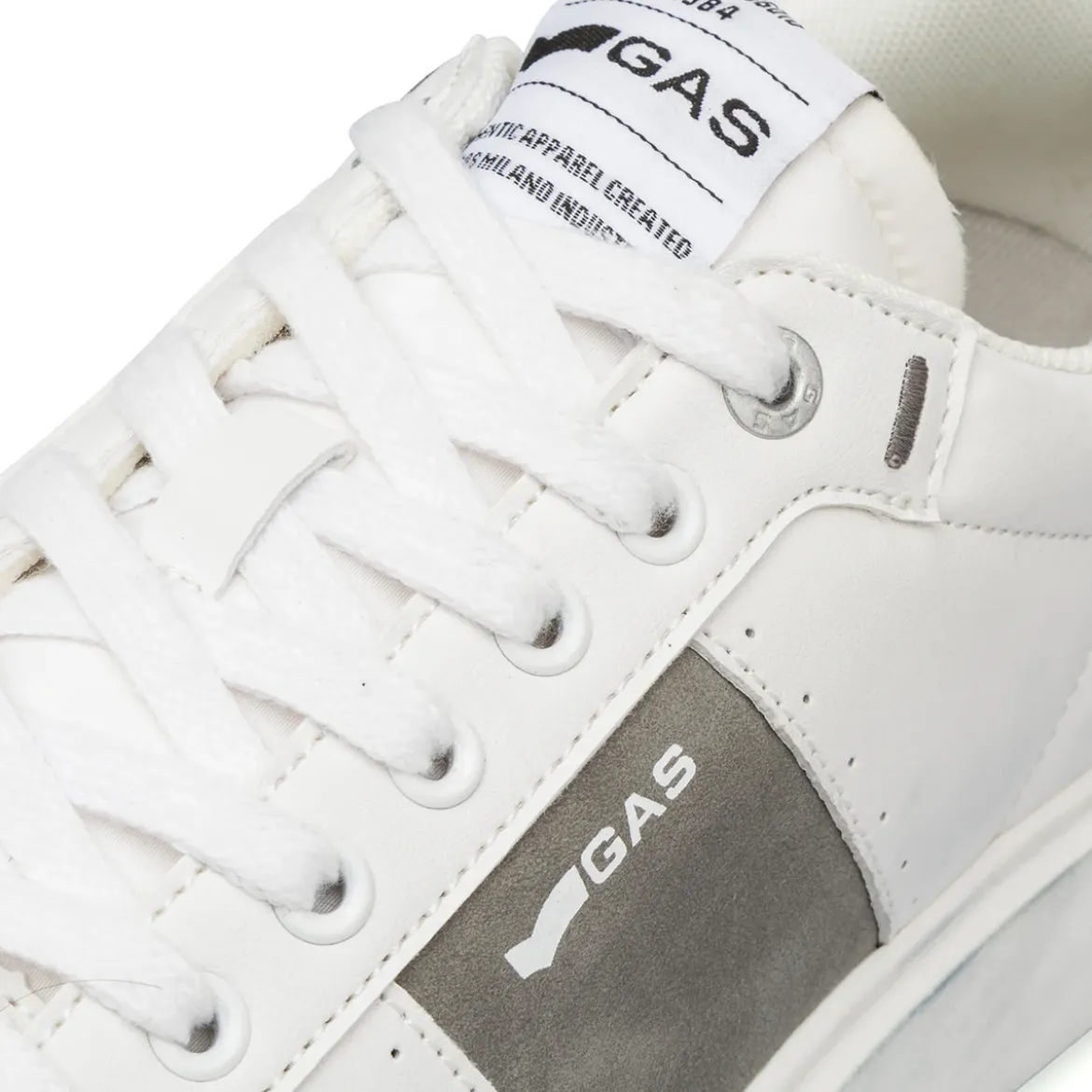 Sneakers platform bianche da Uomo con inserto grigio e logo Gas