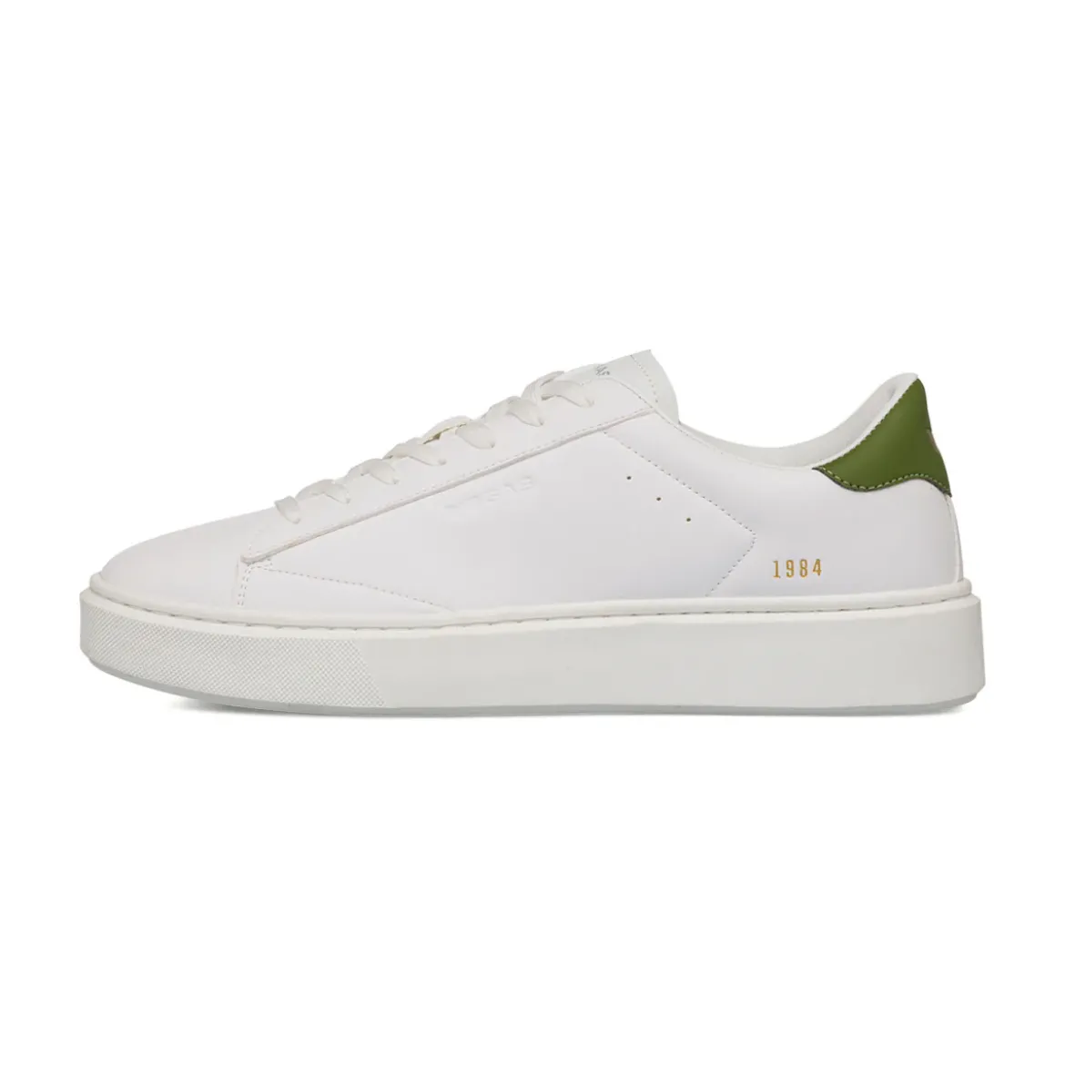 Sneakers platform bianche da Uomo con dettaglio verde militare Gas
