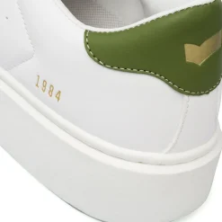 Sneakers platform bianche da Uomo con dettaglio verde militare Gas