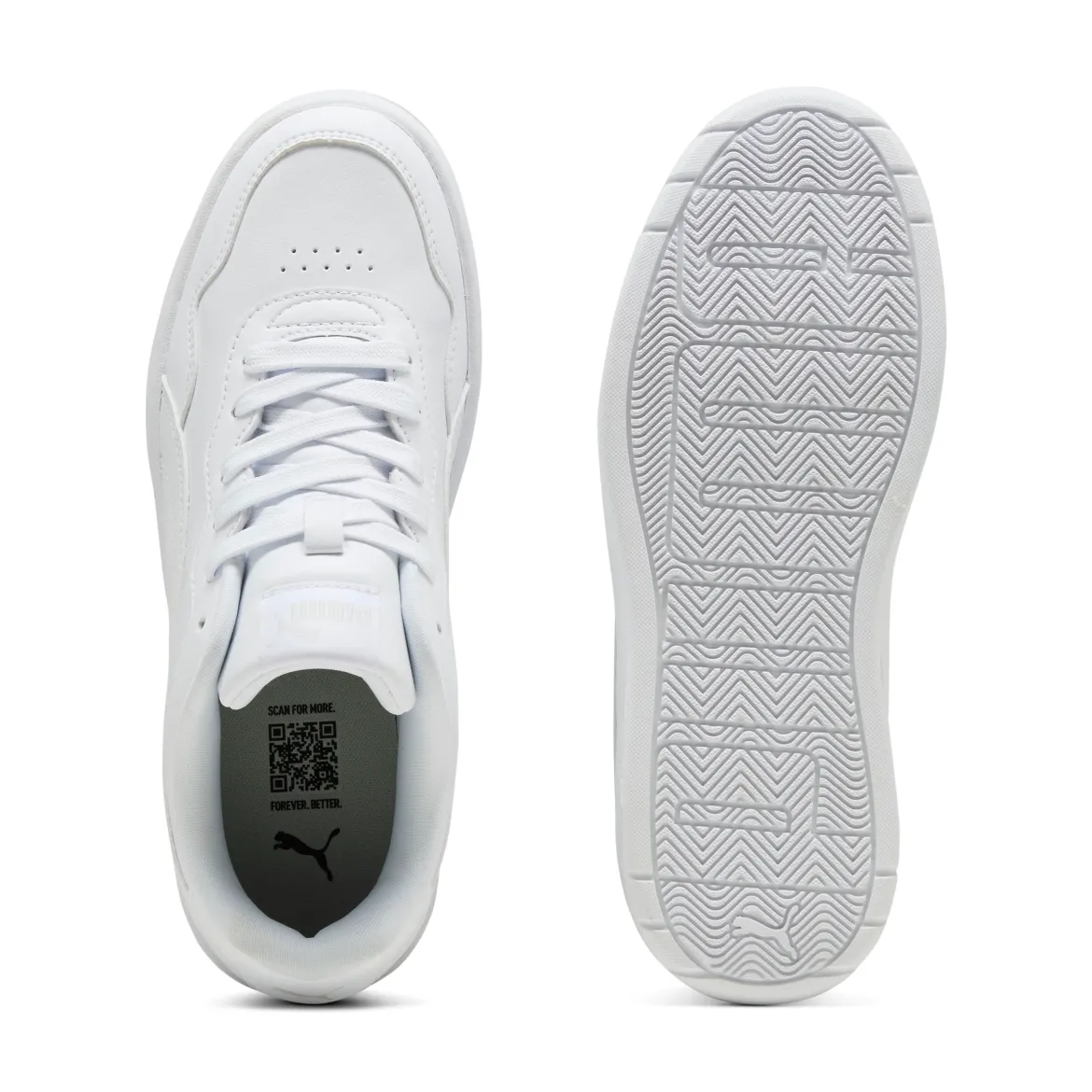 Sneakers platform bianche da donna con logo Puma Court Lally Skye