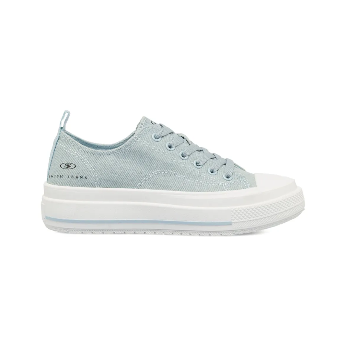 Sneakers platform da donna azzurre in tela Swish Jeans