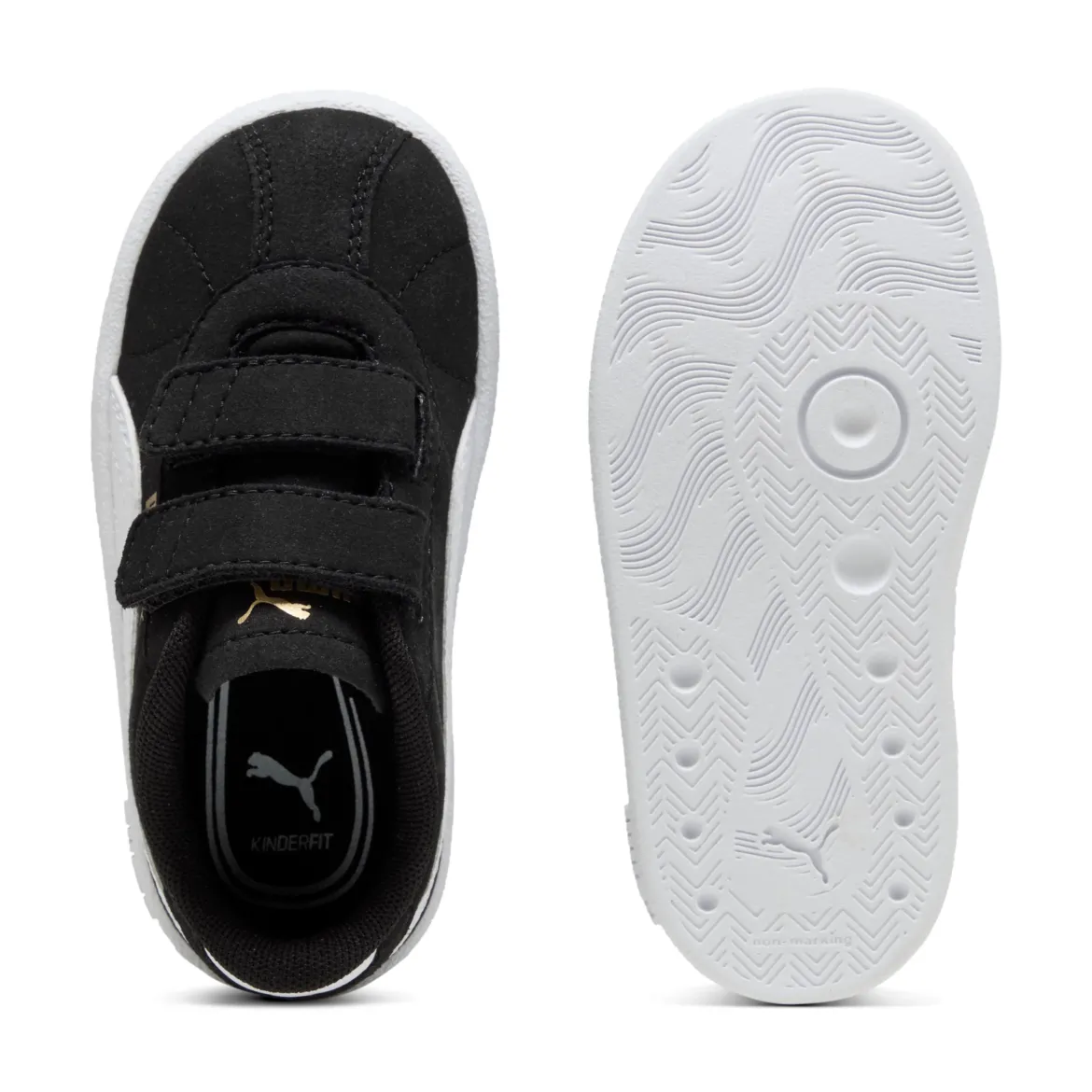 Sneakers primi passi bambina e bambino nere effetto scamosciato con strappo Puma Club II V