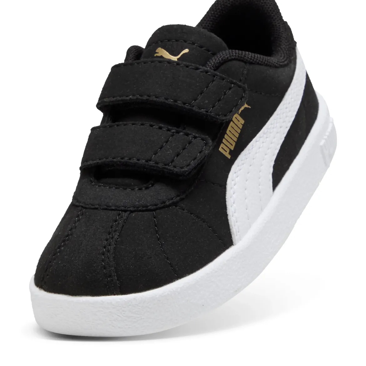 Sneakers primi passi bambina e bambino nere effetto scamosciato con strappo Puma Club II V