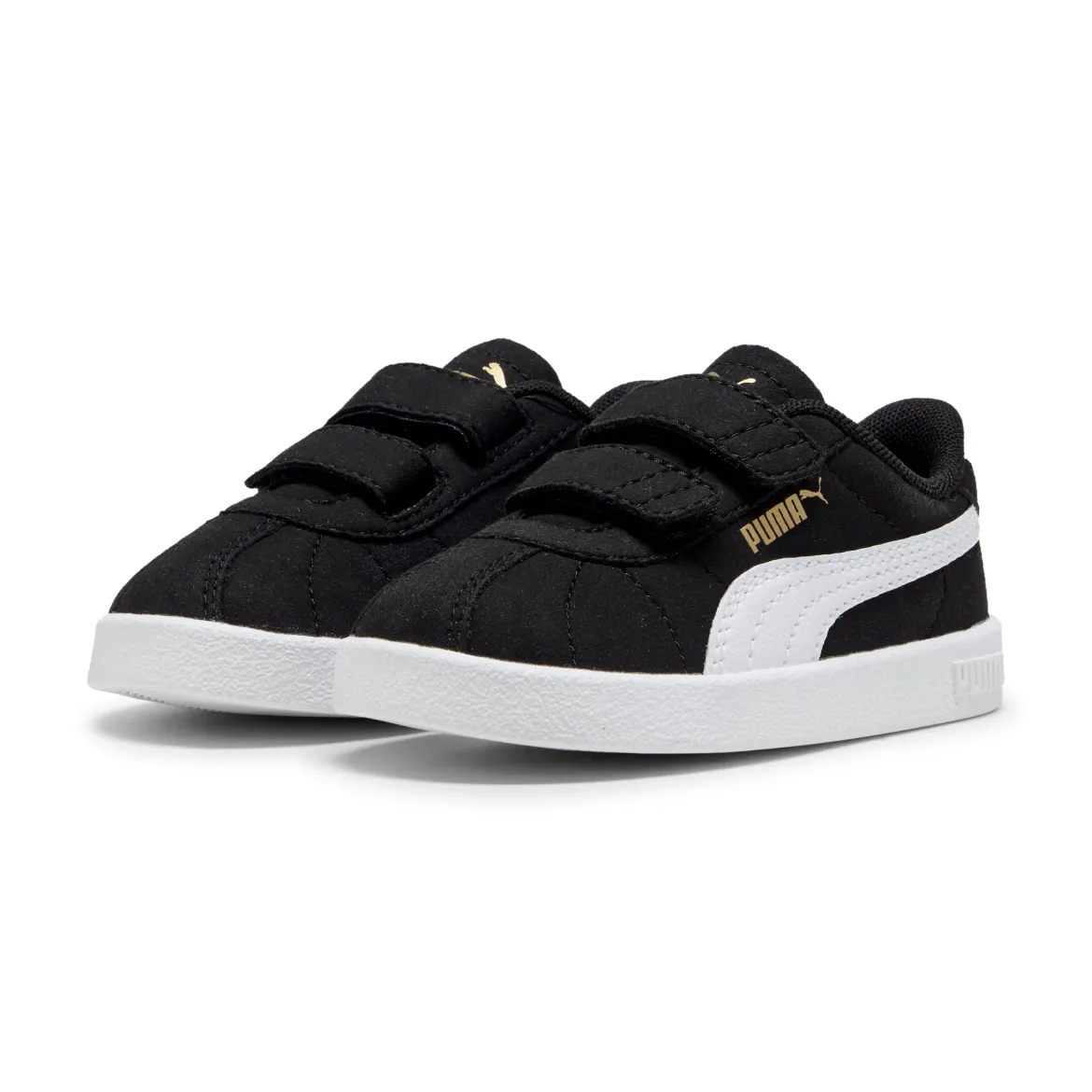 Sneakers primi passi bambina e bambino nere effetto scamosciato con strappo Puma Club II V