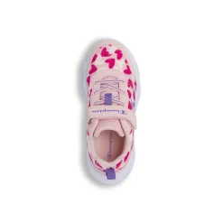 Sneakers primi passi Bambina rosa con stampa a cuori e luci Champion