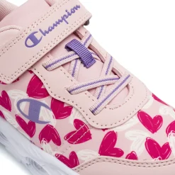 Sneakers primi passi Bambina rosa con stampa a cuori e luci Champion