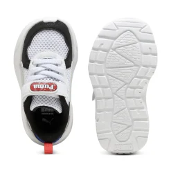 Sneakers primi passi bambino e bambina bianche con dettagli argento e neri Puma Trinity Lite