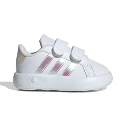 Sneakers primi passi bianche da bambina con dettagli iridescenti adidas Grand Court 2.0 CF I