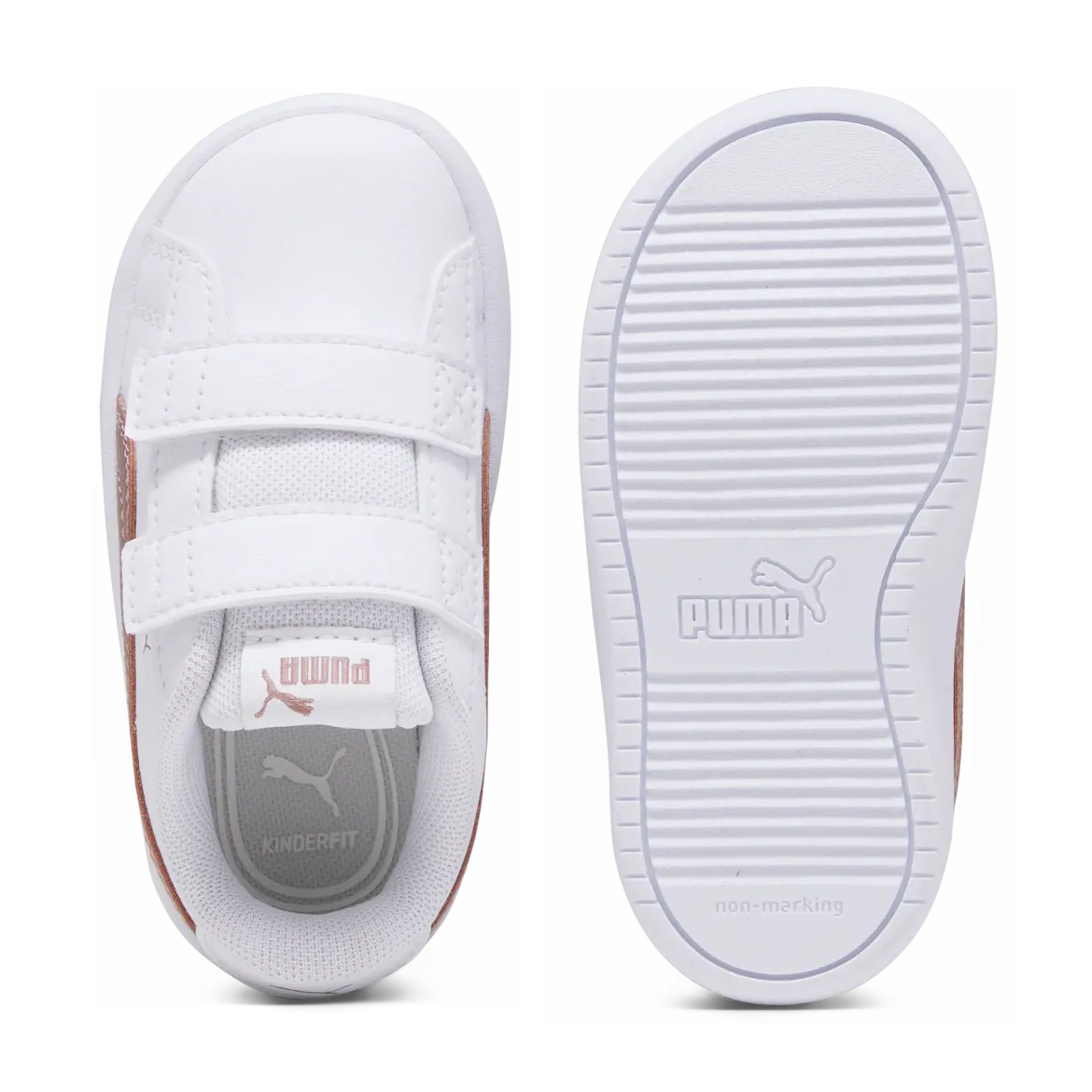 Sneakers primi passi bianche da bambina con logo oro rosa Puma Rickie Classic V Inf