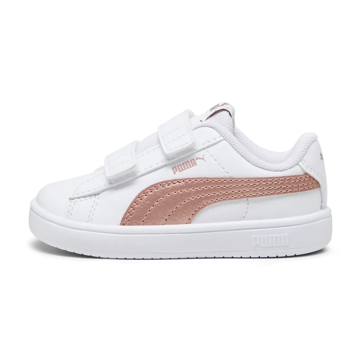 Sneakers primi passi bianche da bambina con logo oro rosa Puma Rickie Classic V Inf