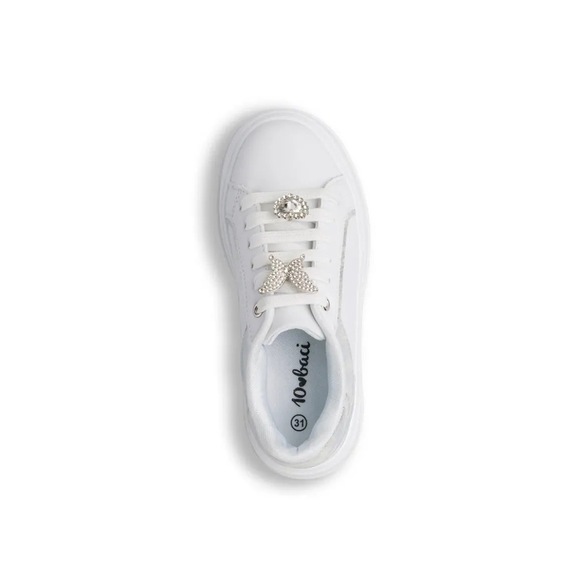 Sneakers Ragazza bianche e argento Dieci Baci