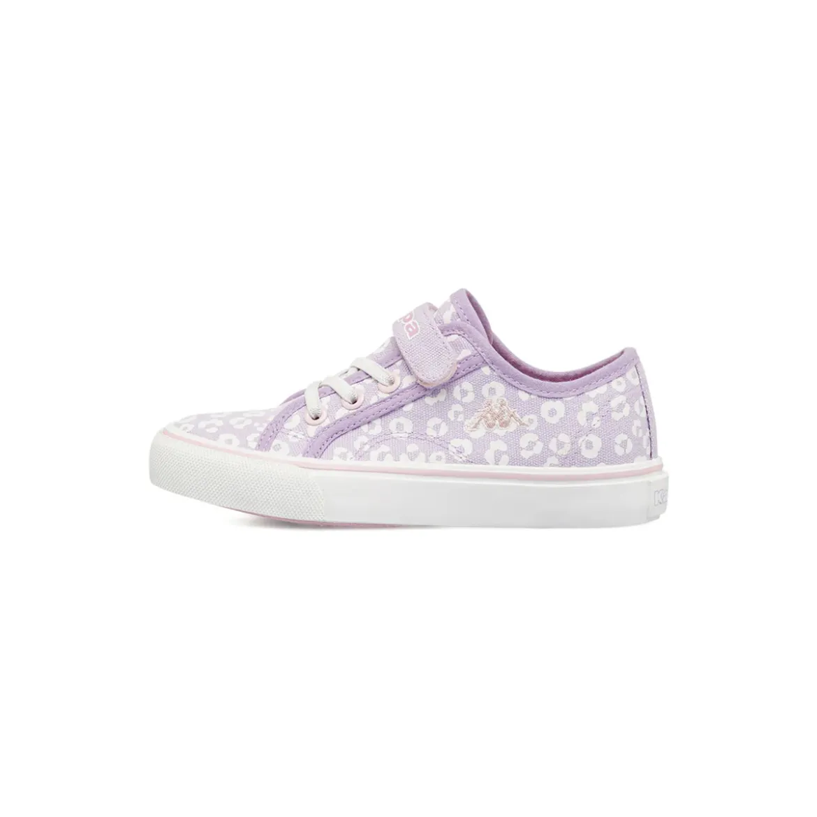 Sneakers Ragazza Kappa lilla con inserti bianchi e strappo in velcro