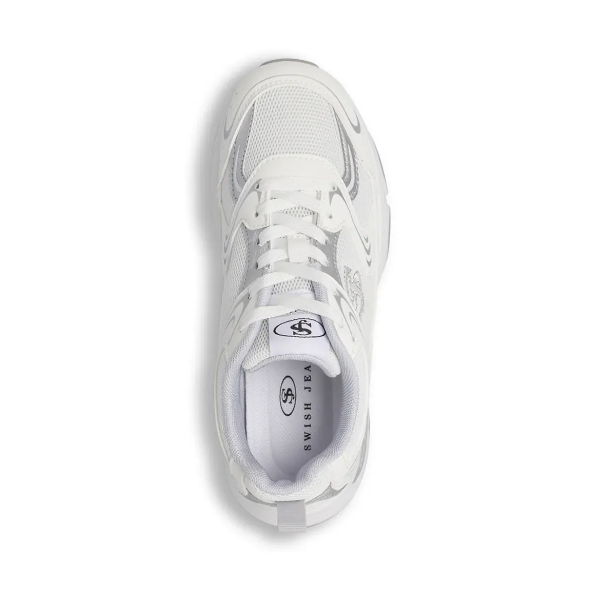 Sneakers retrò bianche da Donna con dettagli argento Swish Jeans