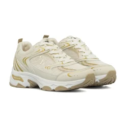 Sneakers retrò da Donna beige e oro con inserti in oro Swish Jeans