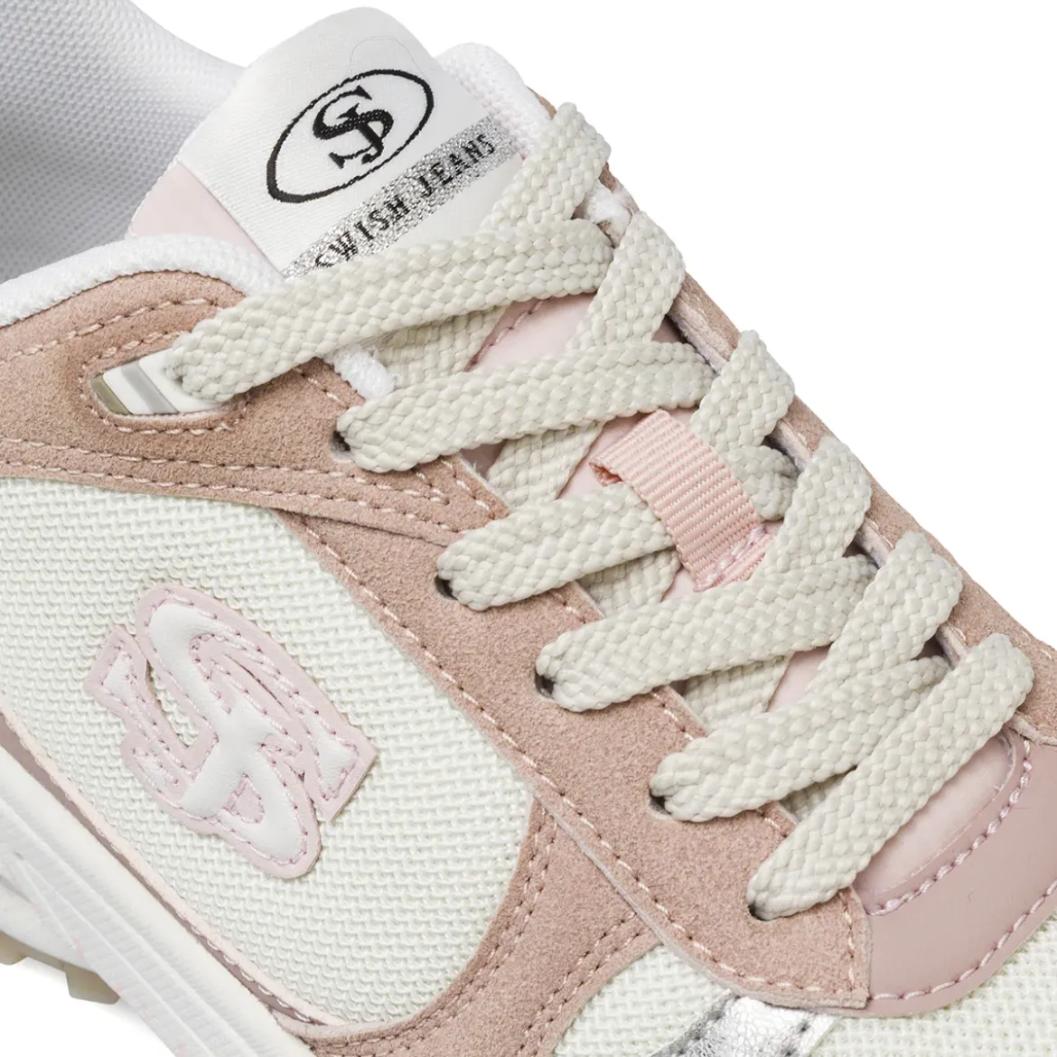 Sneakers retrò da donna Swish Jeans rosa e bianche