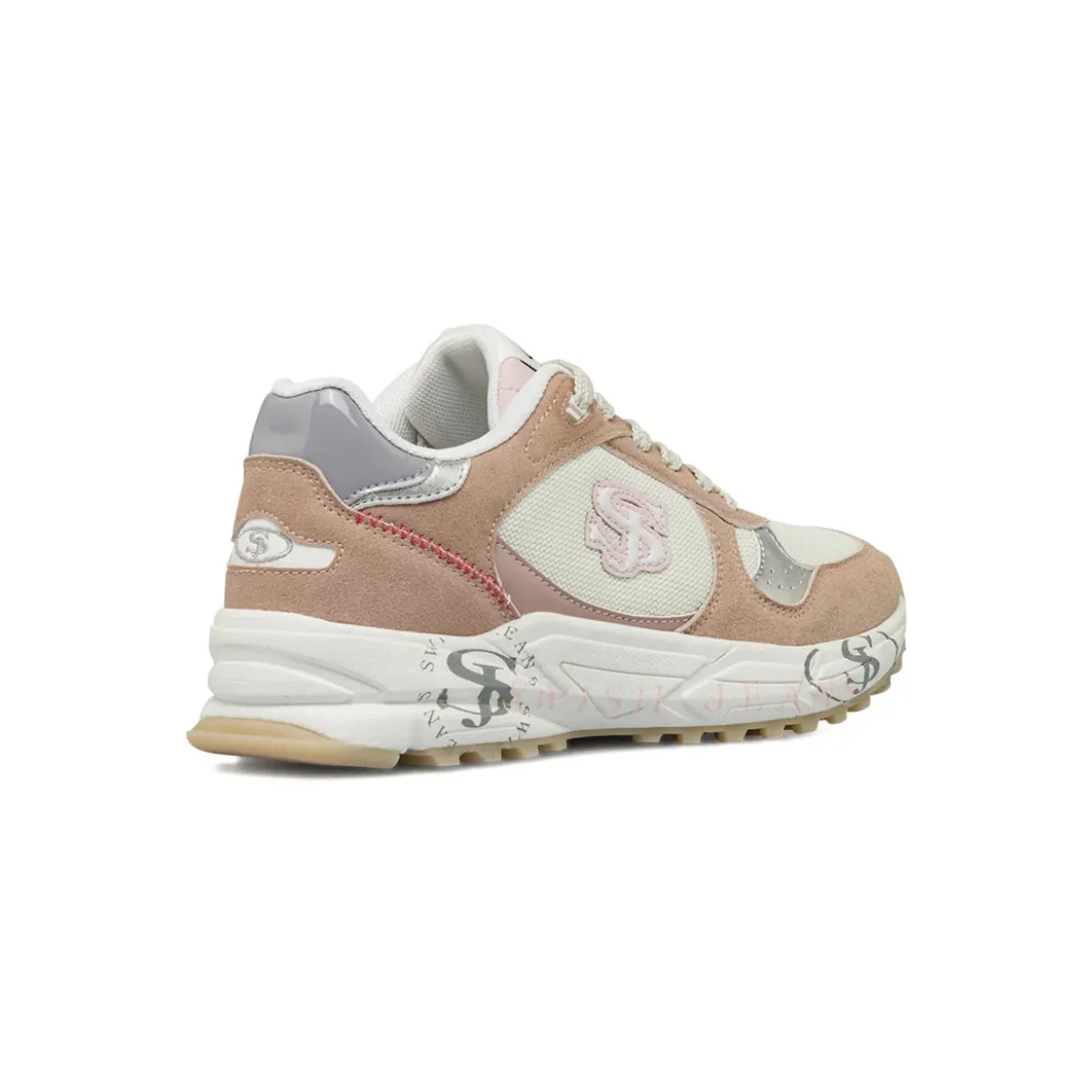 Sneakers retrò da donna Swish Jeans rosa e bianche