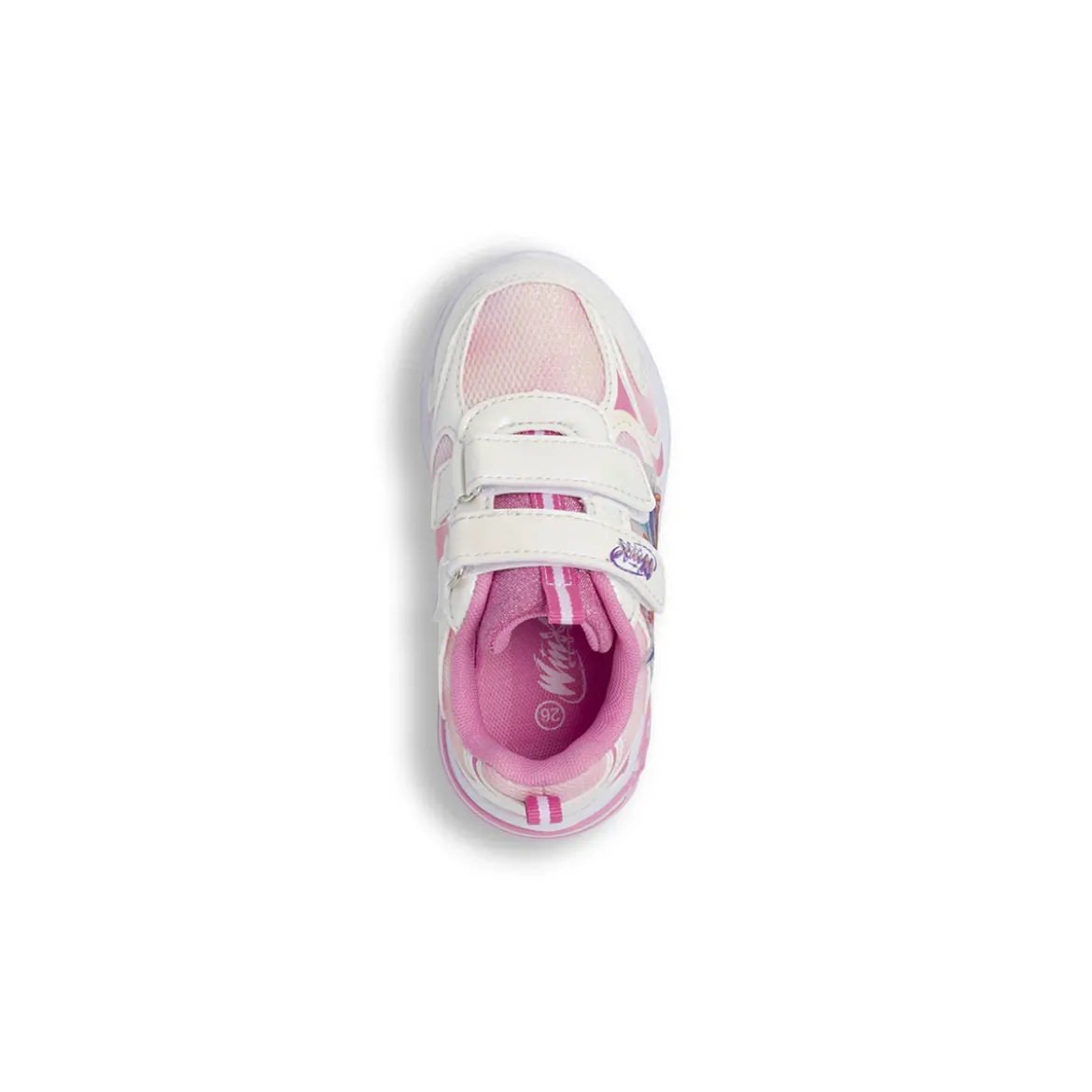 Sneakers rosa da Bambina con luci nella suola e doppio strappo Winx