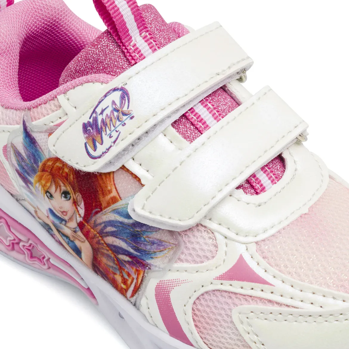 Sneakers rosa da Bambina con luci nella suola e doppio strappo Winx