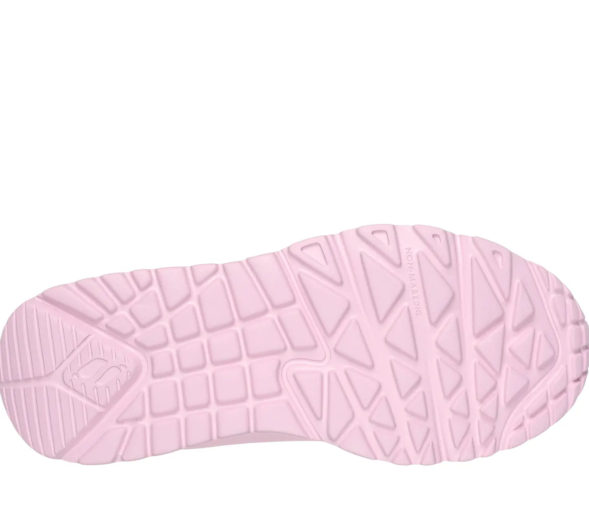 Sneakers rosa da bambina con soletta Memory Foam Skechers Uno Lite - Easy Zip