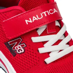 Sneakers rosse da bambino in mesh con dettagli a contrasto e logo Nautica