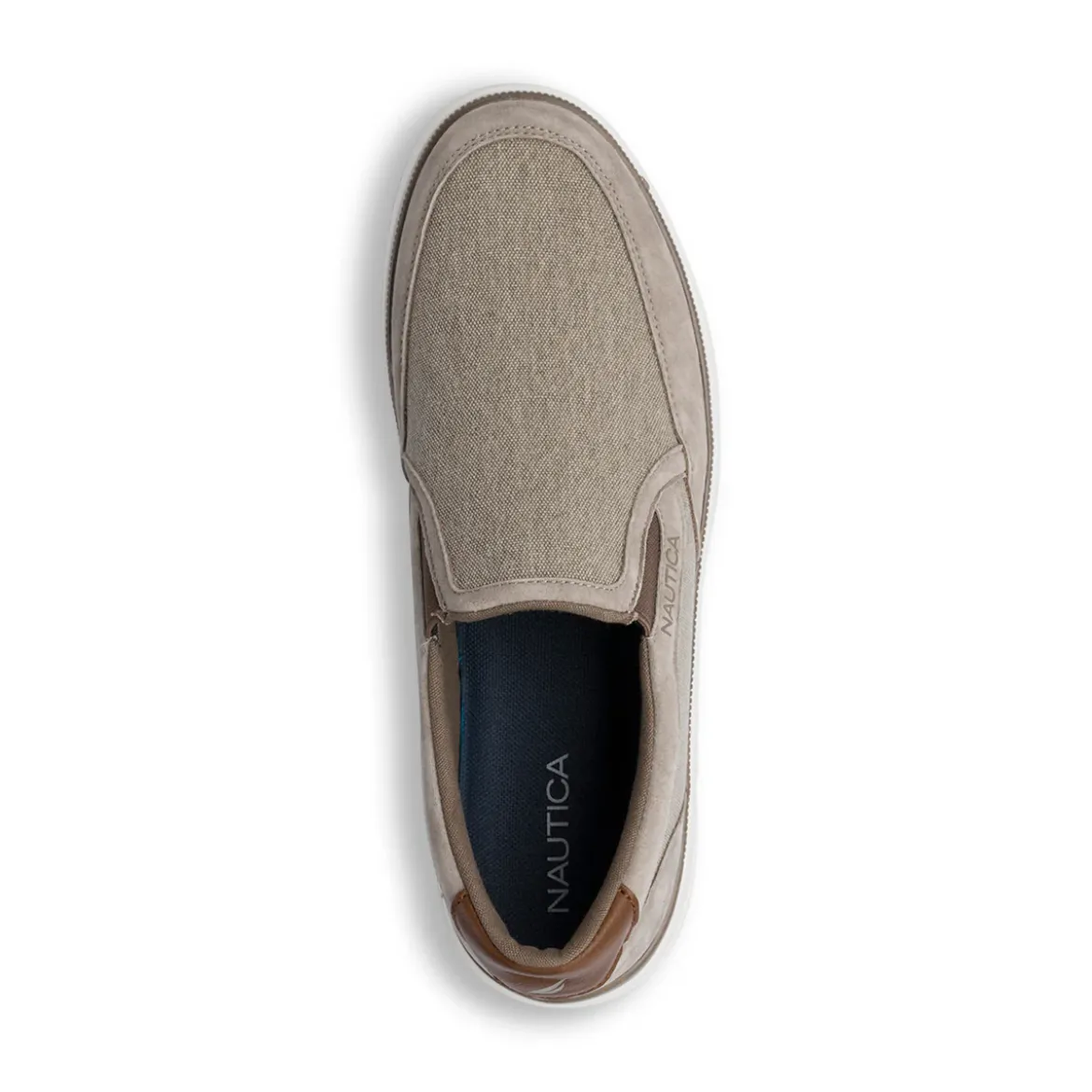 Sneakers slip-on beige in tessuto da Uomo con logo Nautica