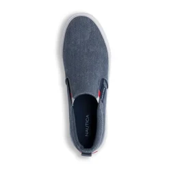 Sneakers slip-on blu da Uomo in tessuto effetto jeans con logo Nautica
