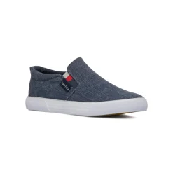 Sneakers slip-on blu da Uomo in tessuto effetto jeans con logo Nautica