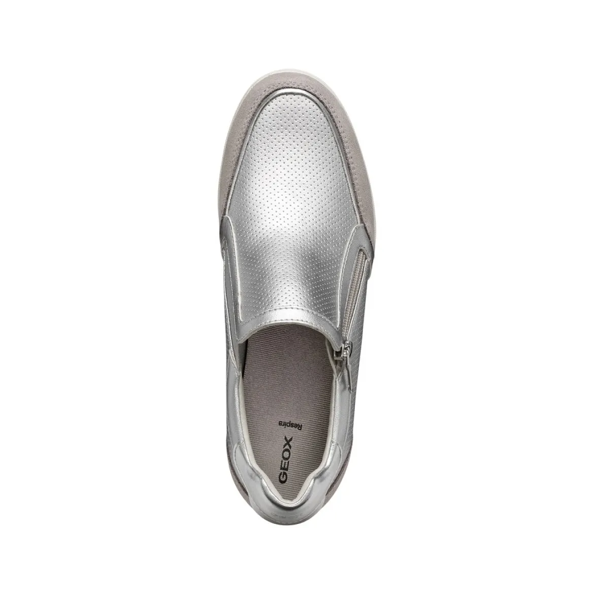 Sneakers slip-on traspiranti argento Donna con zeppa Geox Stardust