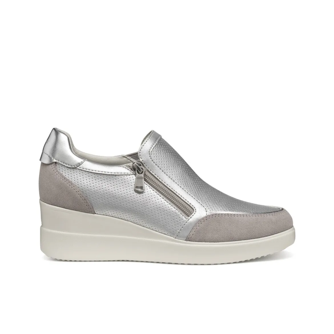 Sneakers slip-on traspiranti argento Donna con zeppa Geox Stardust