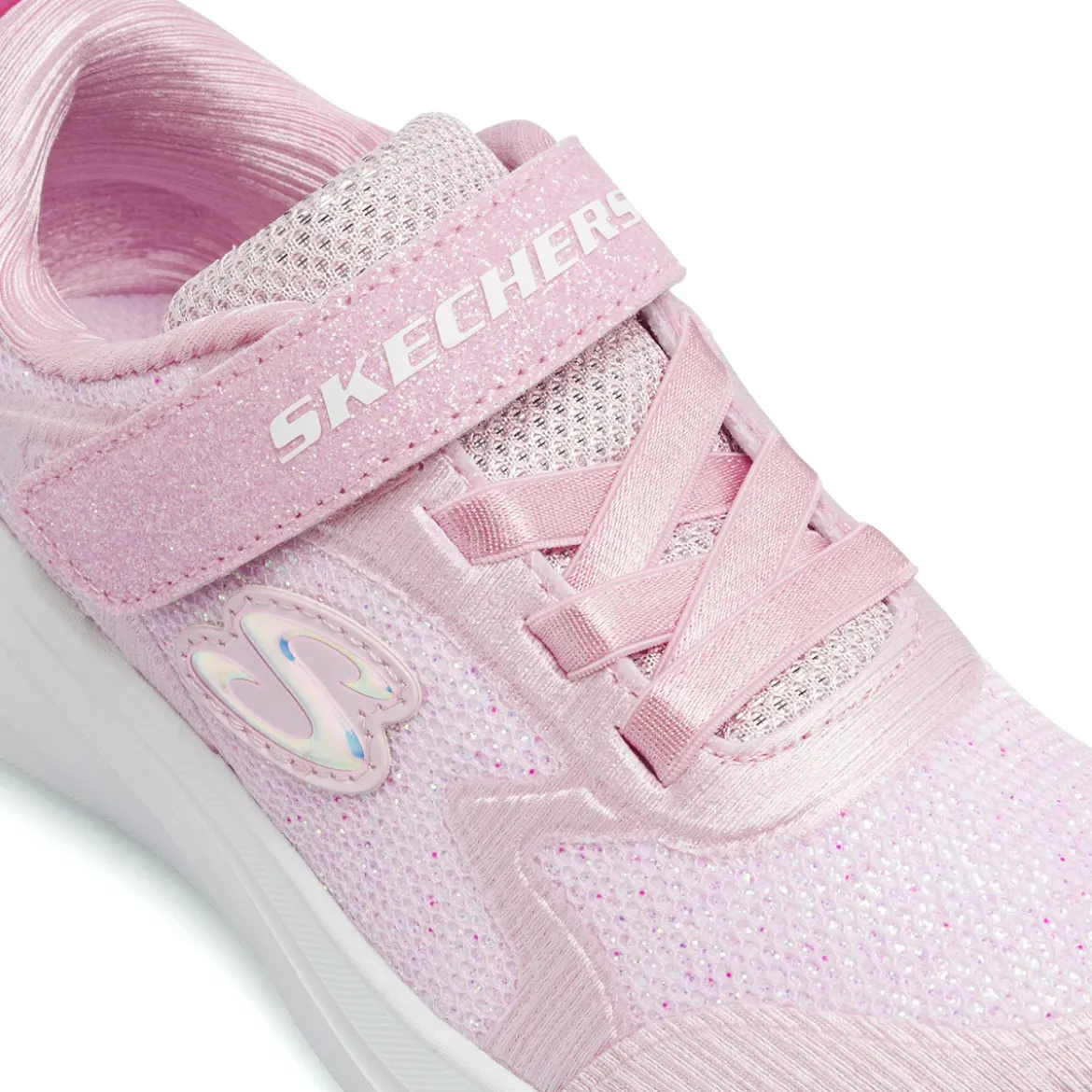 Sneakers sportive Bambina Rosa glitterate chiusura a strappo Skechers