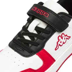 Sneakers sportive da bambino bianche Kappa con dettagli rossi e neri