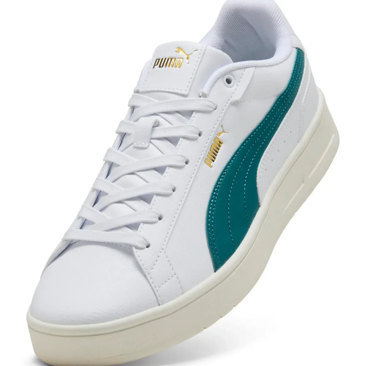 Sneakers sportive da Uomo bianche con banda verde Puma Court Classico