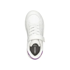 Sneakers traspiranti bianche Bambina con strappo e inserto viola Geox