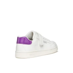 Sneakers traspiranti bianche Bambina con strappo e inserto viola Geox