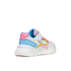 Sneakers traspiranti bianche e multicolor da Ragazza con strappo Geox