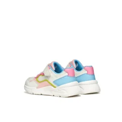 Sneakers traspiranti bianche e multicolor da Ragazza con strappo Geox