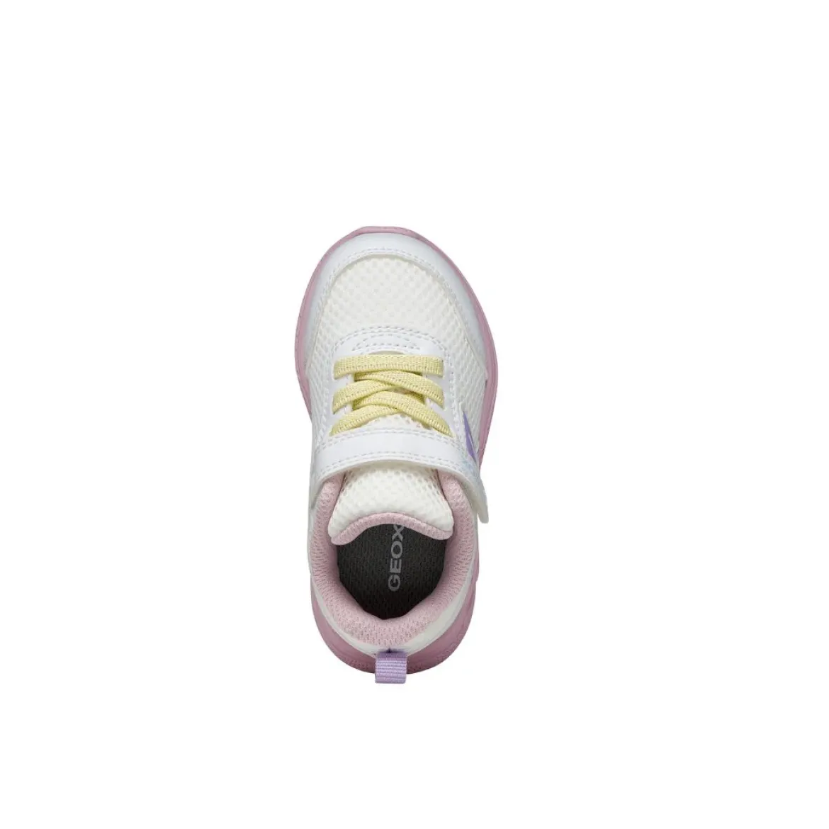 Sneakers traspiranti bianche e rosa da Bambina in tessuto mesh Geox