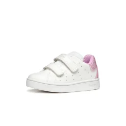 Sneakers traspiranti bianche Bambina con strappo e inserto rosa Geox