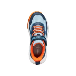 Sneakers traspiranti da Ragazzo blu e arancioni con strappo Geox