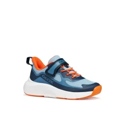 Sneakers traspiranti da Ragazzo blu e arancioni con strappo Geox
