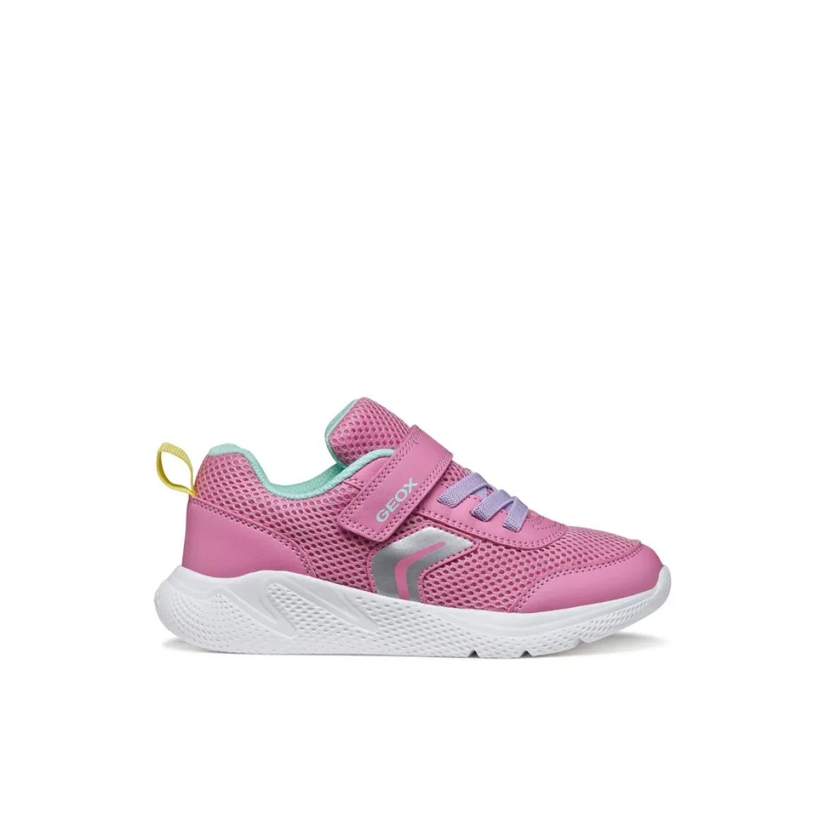 Sneaker straspiranti rosa da Ragazza in tessuto mesh con strappo Geox