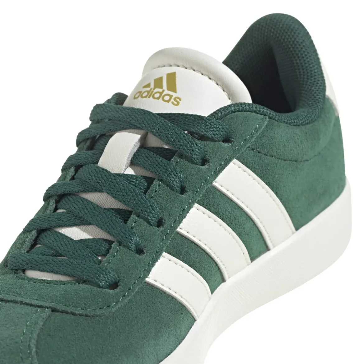 Sneakers verdi da ragazzo con strisce bianche adidas VL Court 3.0 K