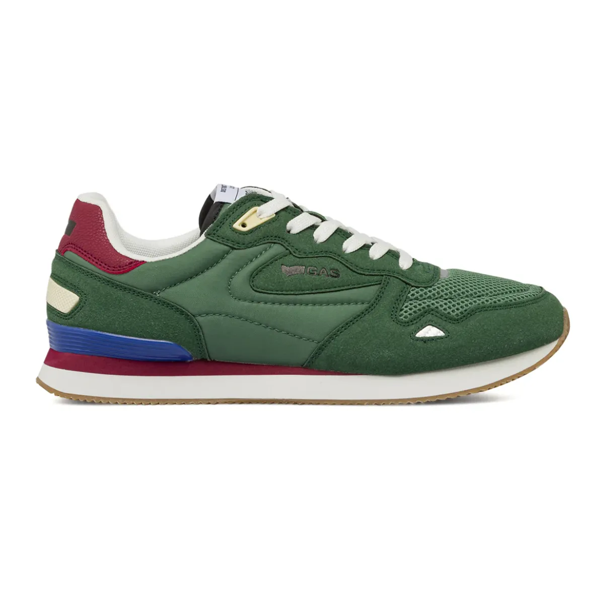Sneakers verdi da Uomo con inserti effetto scamosciato Gas