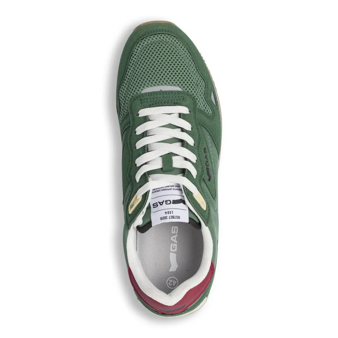 Sneakers verdi da Uomo con inserti effetto scamosciato Gas