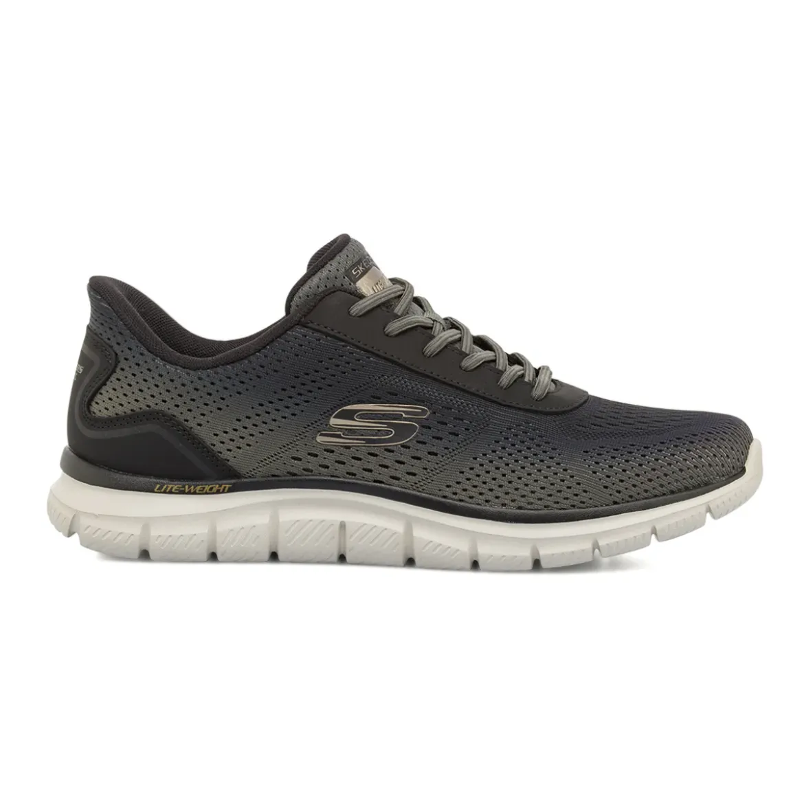 Sneakers verdi da Uomo leggere in tessuto mesh Skechers Track Slip-Ins
