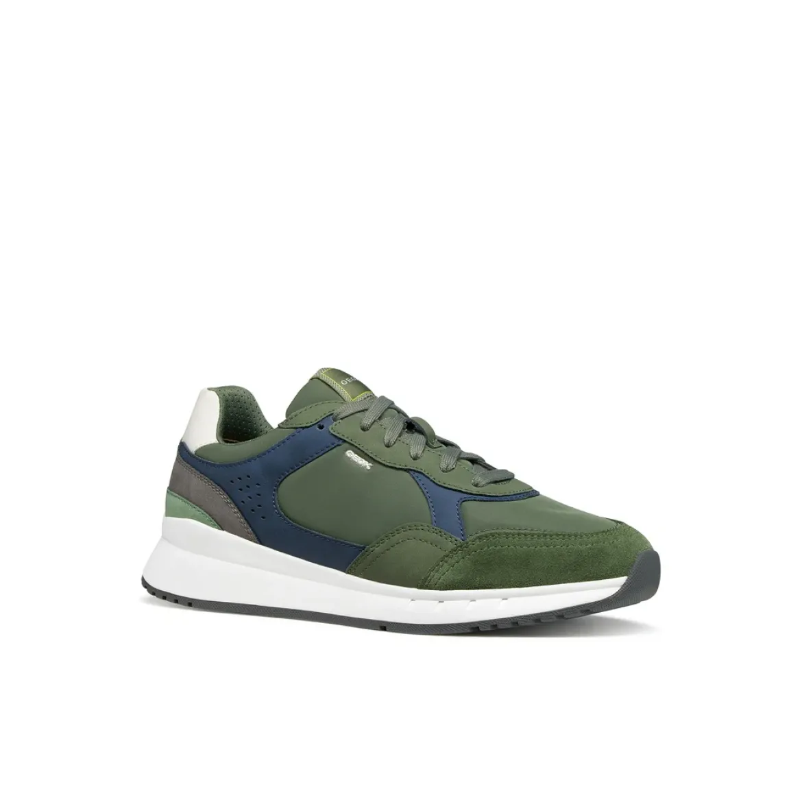 Sneakers verdi Uomo con suola traspirante effetto scamosciato Geox