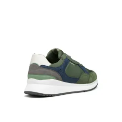 Sneakers verdi Uomo con suola traspirante effetto scamosciato Geox
