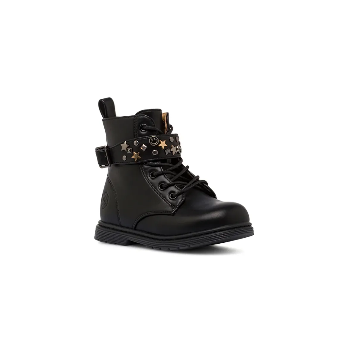Stivaletti da bambina neri con borchie e faccine smiley metalliche Lumberjack