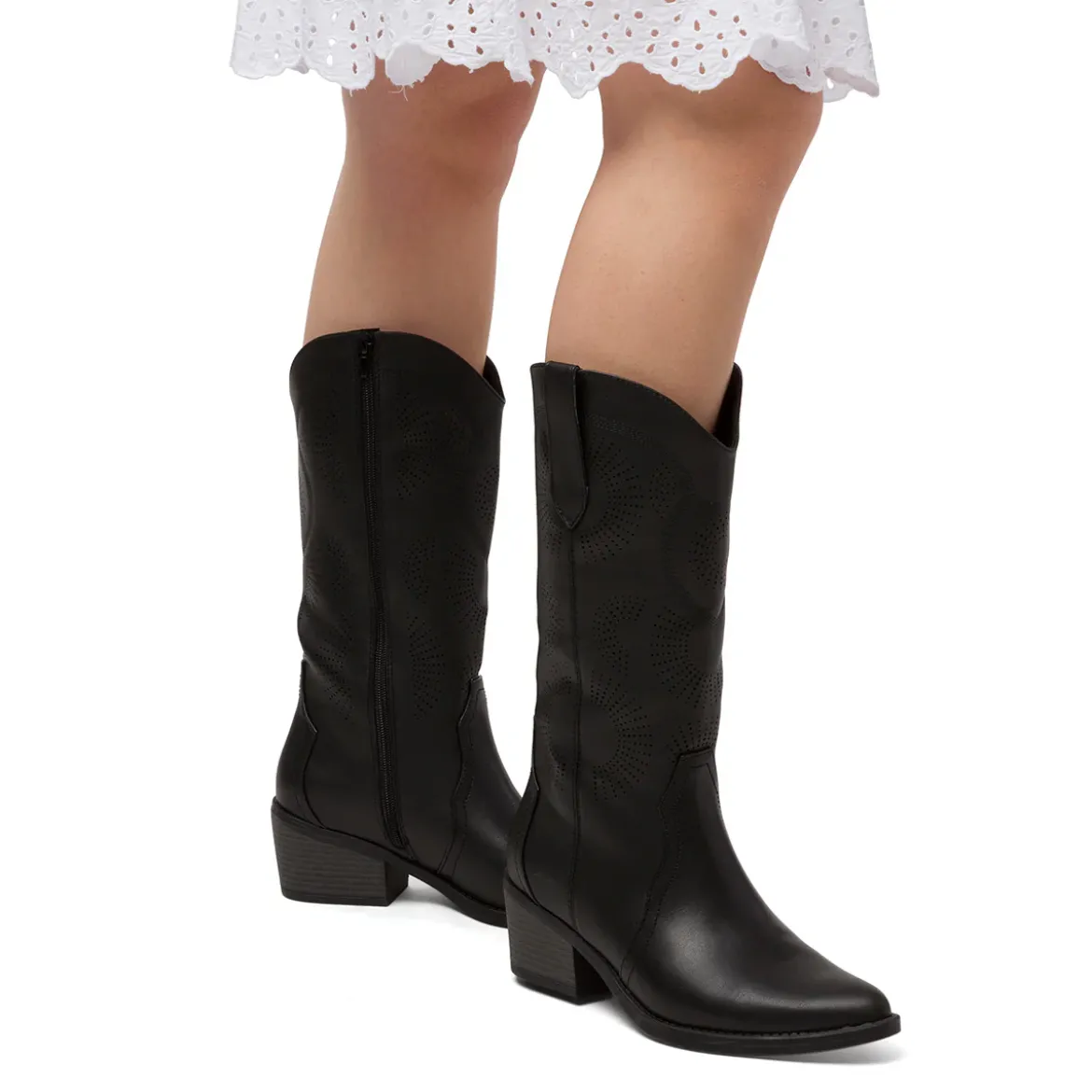 Stivali texani camperos neri da Donna con dettagli traforati Swish Jeans