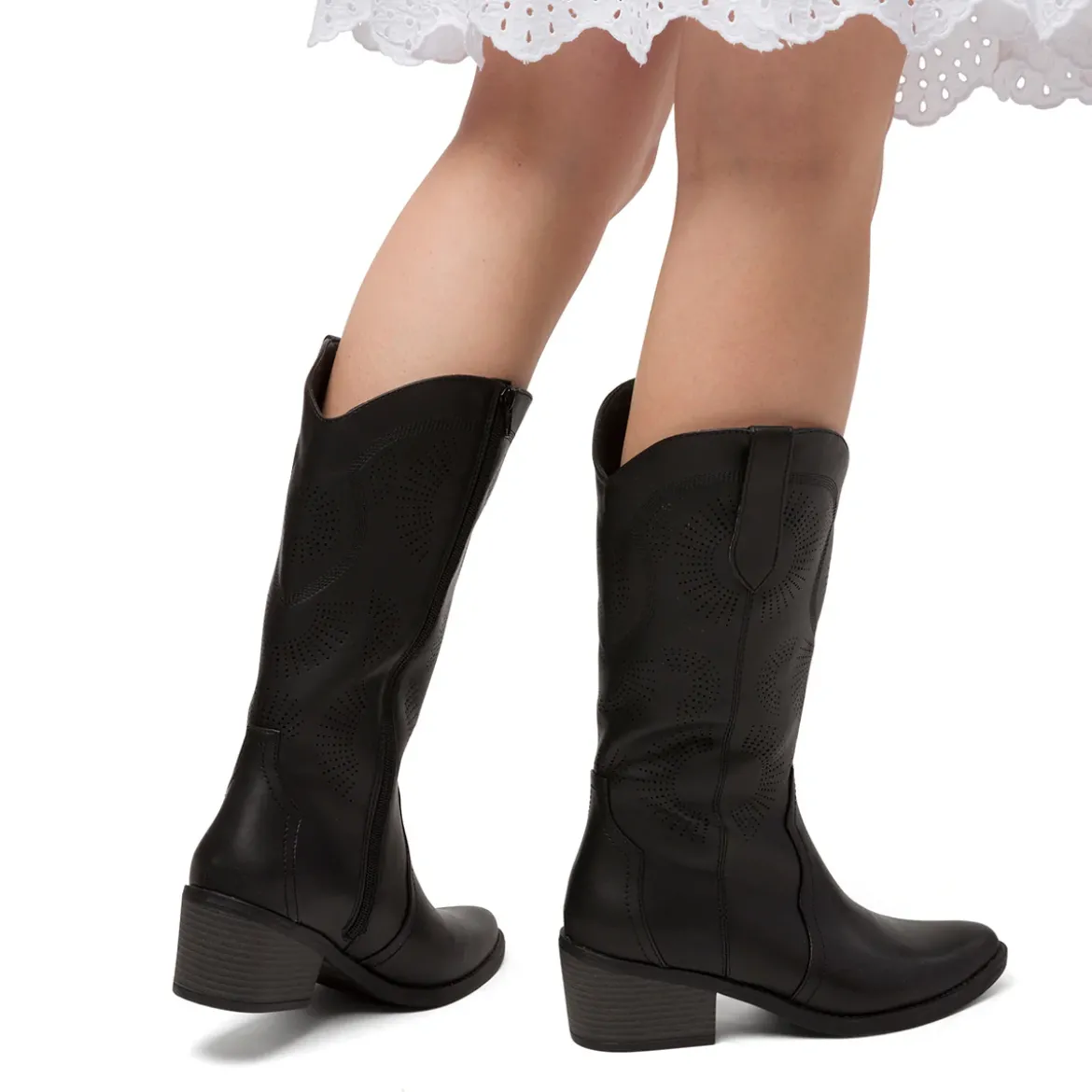 Stivali texani camperos neri da Donna con dettagli traforati Swish Jeans